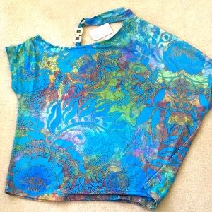 Made With ♥️ XL Asymmetrical Cold Shoulder Slouch Top